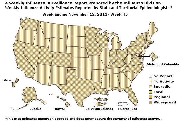 U. S. Map for Weekly Influenza Activity