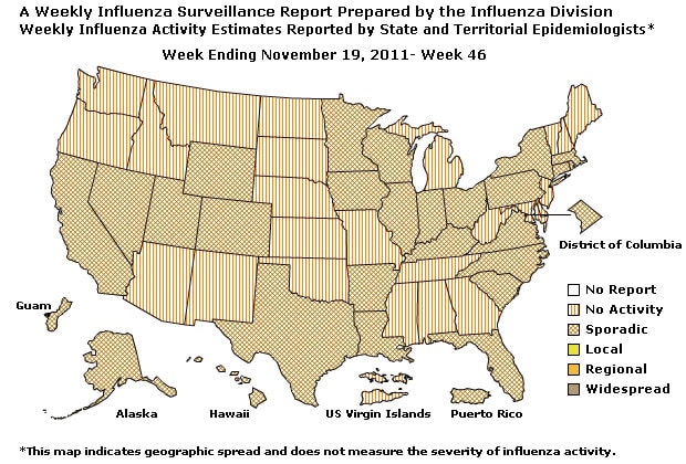 U. S. Map for Weekly Influenza Activity