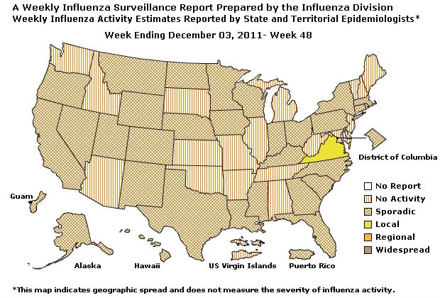 U. S. Map for Weekly Influenza Activity