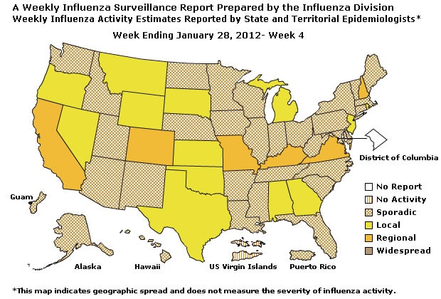 U. S. Map for Weekly Influenza Activity