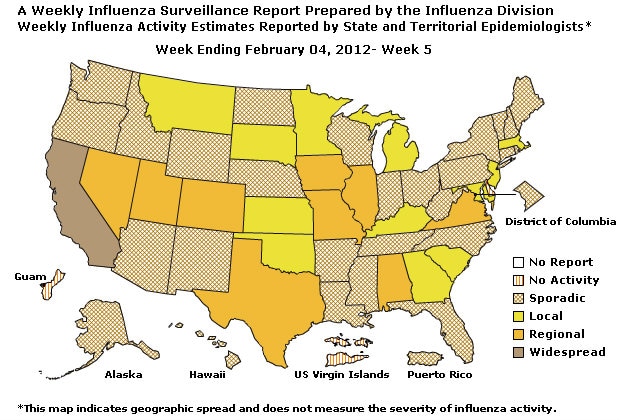 U. S. Map for Weekly Influenza Activity