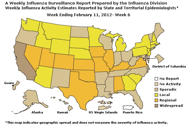 U. S. Map for Weekly Influenza Activity