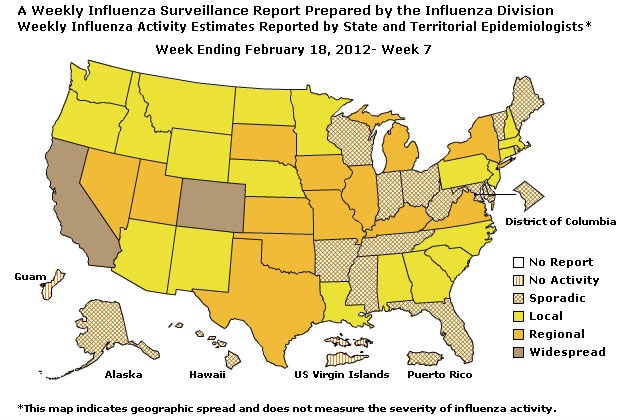 U. S. Map for Weekly Influenza Activity