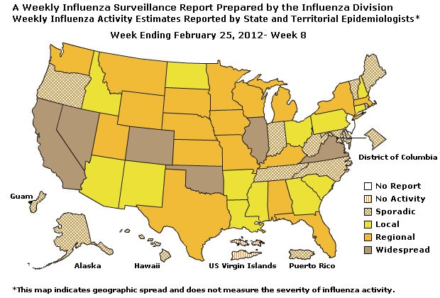 U. S. Map for Weekly Influenza Activity