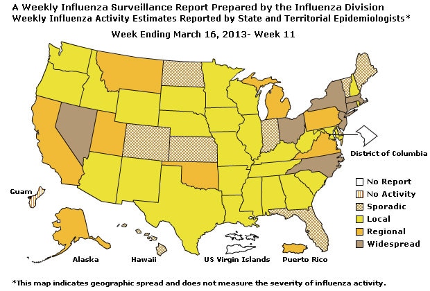 U. S. Map for Weekly Influenza Activity