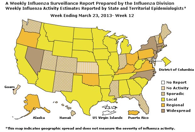 U. S. Map for Weekly Influenza Activity