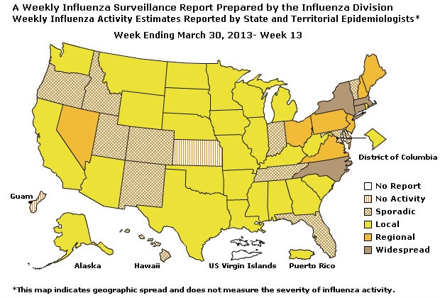 U. S. Map for Weekly Influenza Activity