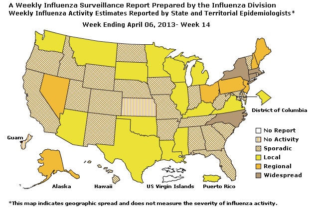 U. S. Map for Weekly Influenza Activity