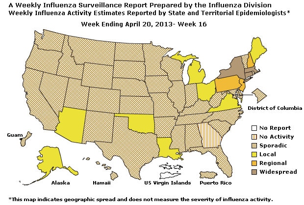 U. S. Map for Weekly Influenza Activity