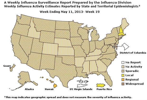 U. S. Map for Weekly Influenza Activity