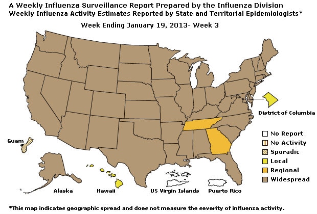 U. S. Map for Weekly Influenza Activity