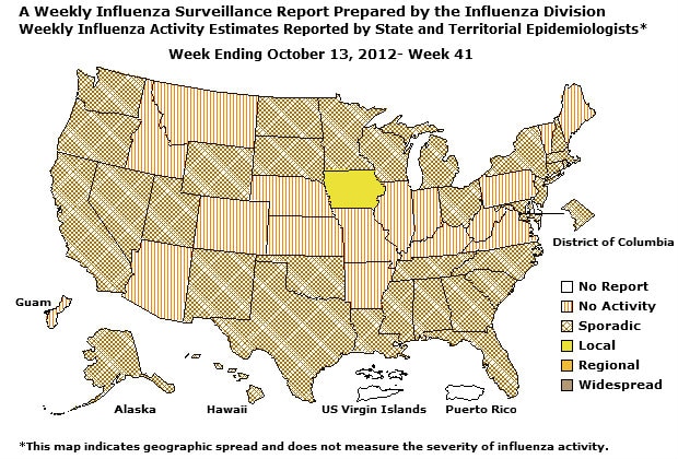 U. S. Map for Weekly Influenza Activity