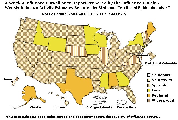 U. S. Map for Weekly Influenza Activity