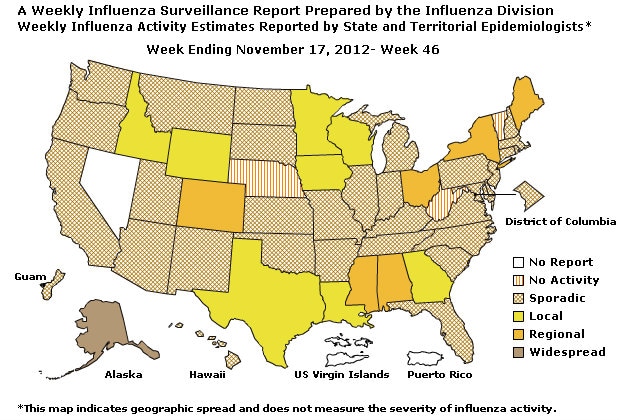 U. S. Map for Weekly Influenza Activity