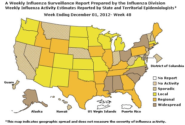 U. S. Map for Weekly Influenza Activity