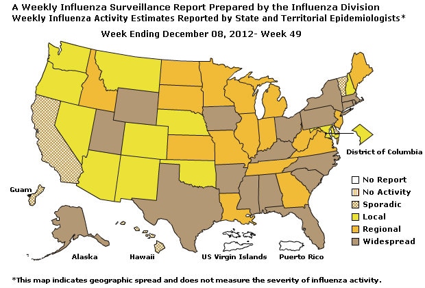 U. S. Map for Weekly Influenza Activity