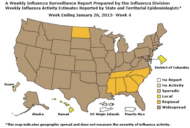 U. S. Map for Weekly Influenza Activity