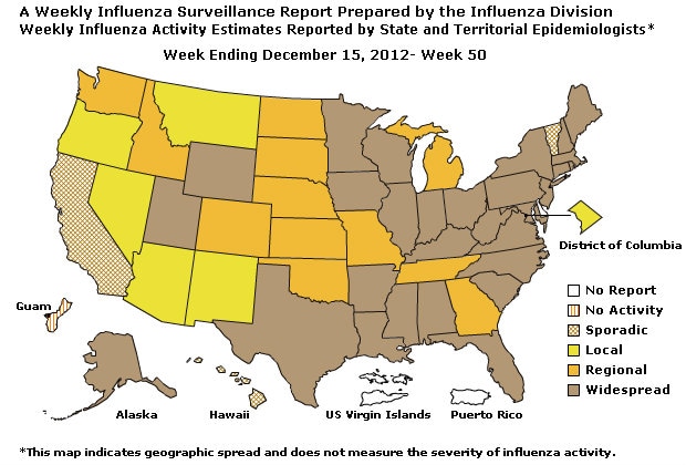 U. S. Map for Weekly Influenza Activity