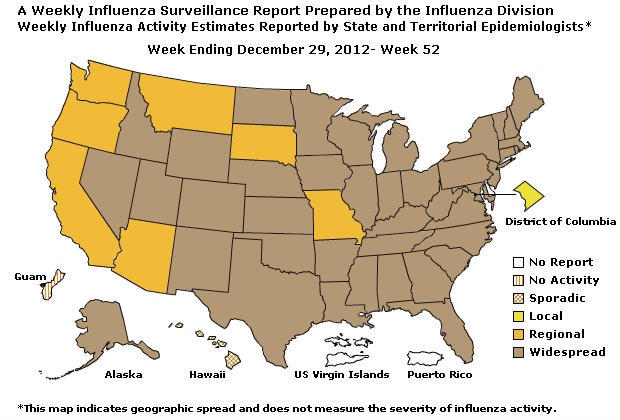 U. S. Map for Weekly Influenza Activity
