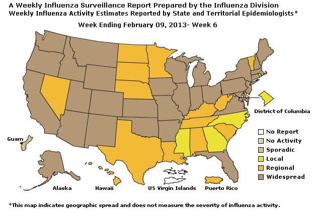 U. S. Map for Weekly Influenza Activity