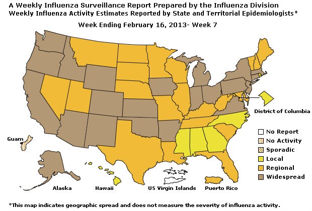 U. S. Map for Weekly Influenza Activity