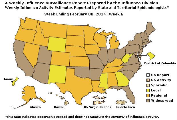 U. S. Map for Weekly Influenza Activity