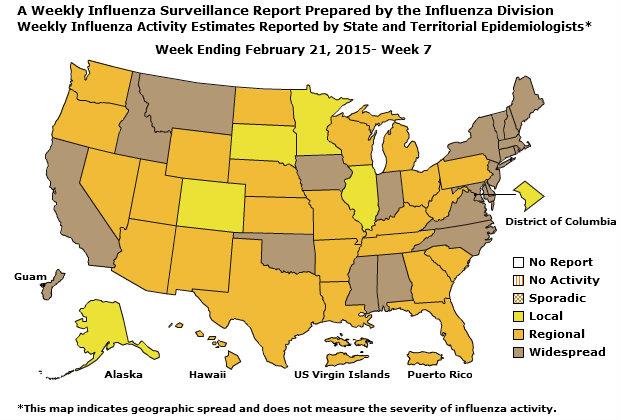 U. S. Map for Weekly Influenza Activity