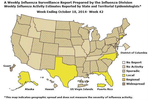 U. S. Map for Weekly Influenza Activity