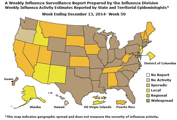 U. S. Map for Weekly Influenza Activity