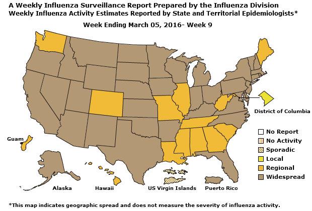 U. S. Map for Weekly Influenza Activity
