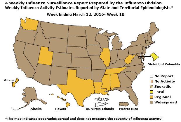U. S. Map for Weekly Influenza Activity