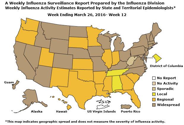 U. S. Map for Weekly Influenza Activity