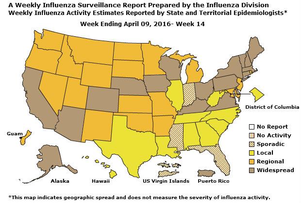 U. S. Map for Weekly Influenza Activity
