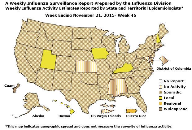 U. S. Map for Weekly Influenza Activity