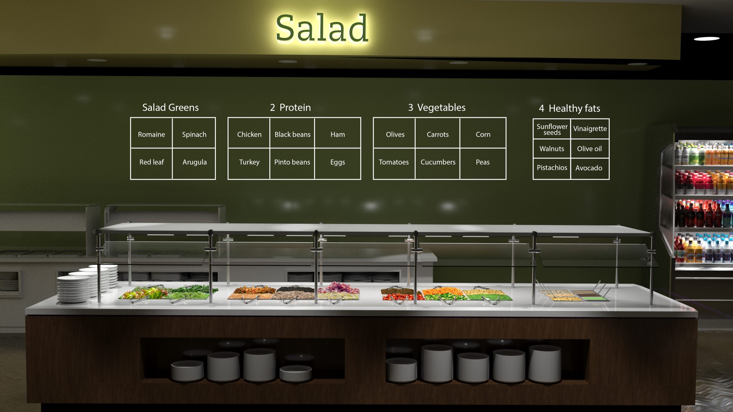 4-Salad Bar 16-9 Example of salad bar station and planogram.