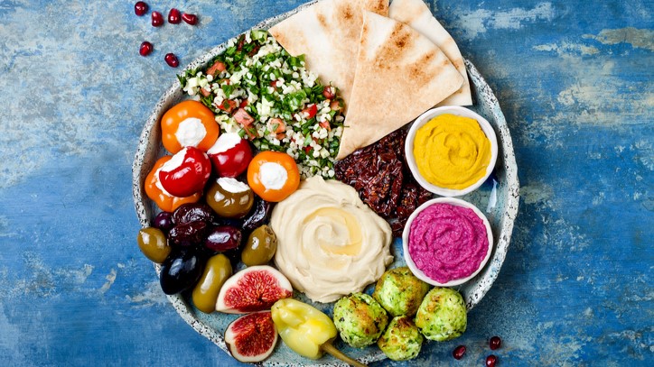 Traditional Middle Eastern meal.