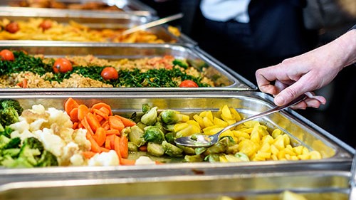 Food in a food service line