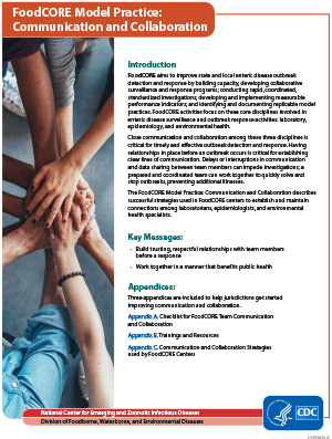 Image of FoodCORE Model Practice: Communication and Collaboration pdf, click on link and read pdf.