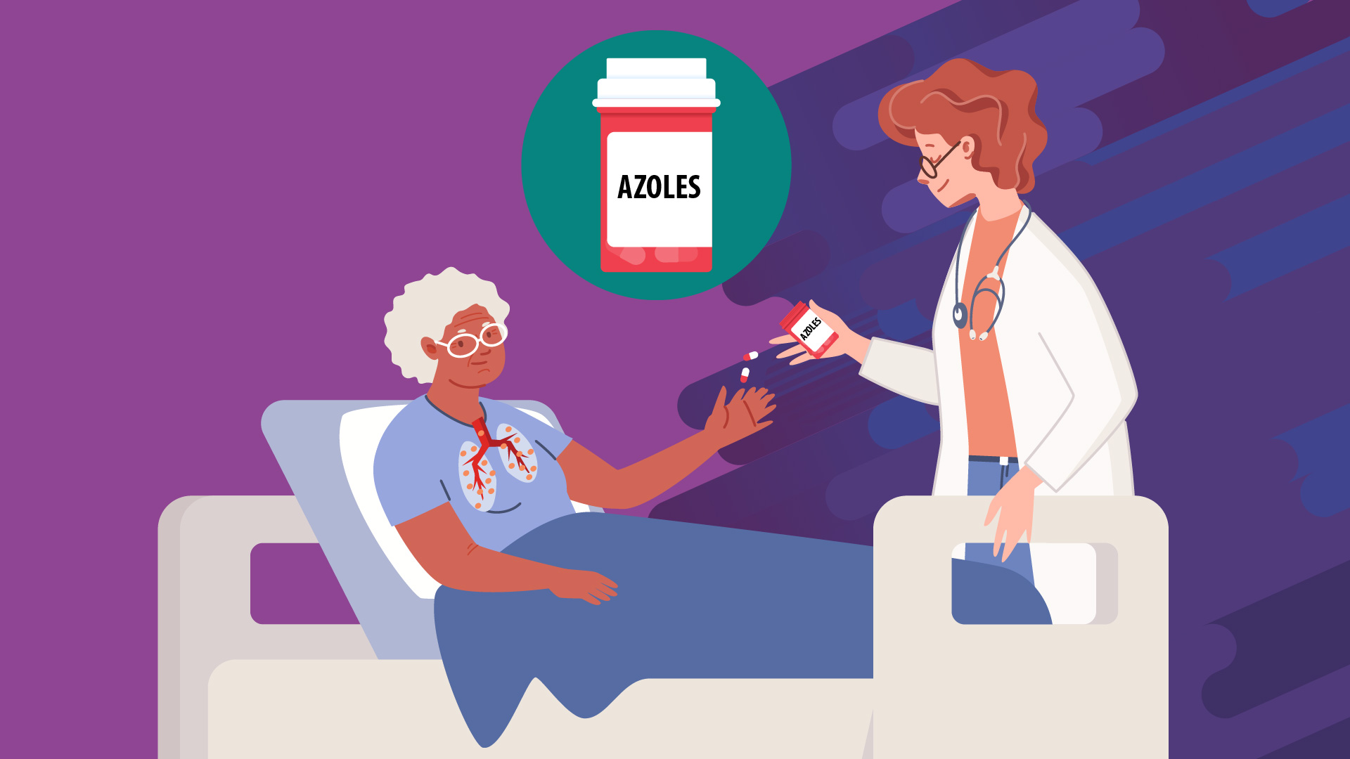 Azole medication doctor giving woman with lung infection antifungal azole medication