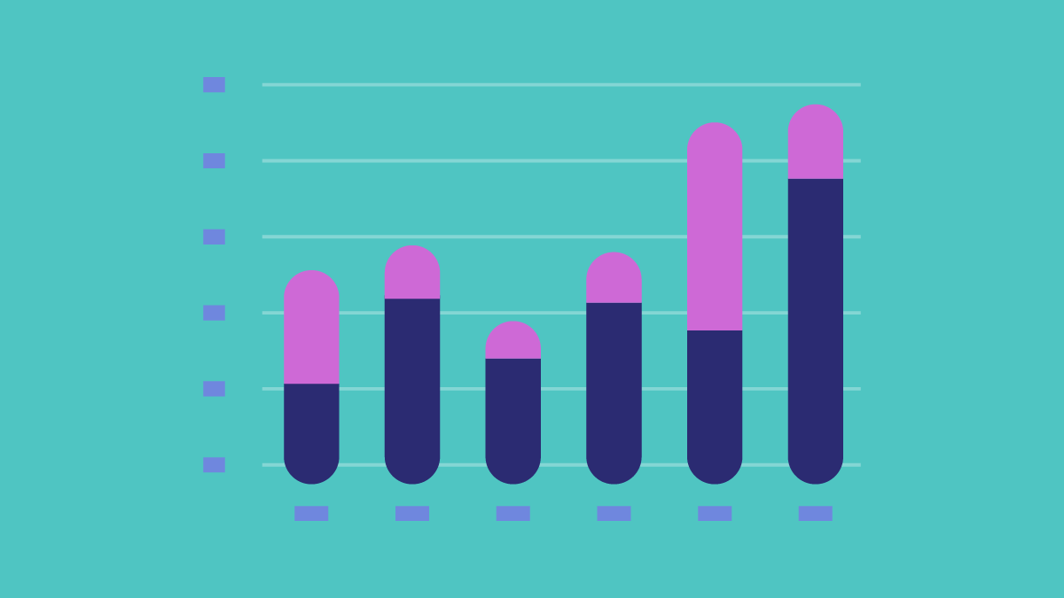 Cartoon Depiction of Statistics Graph Cartoon depiction of a bar graph displaying data against a blue background