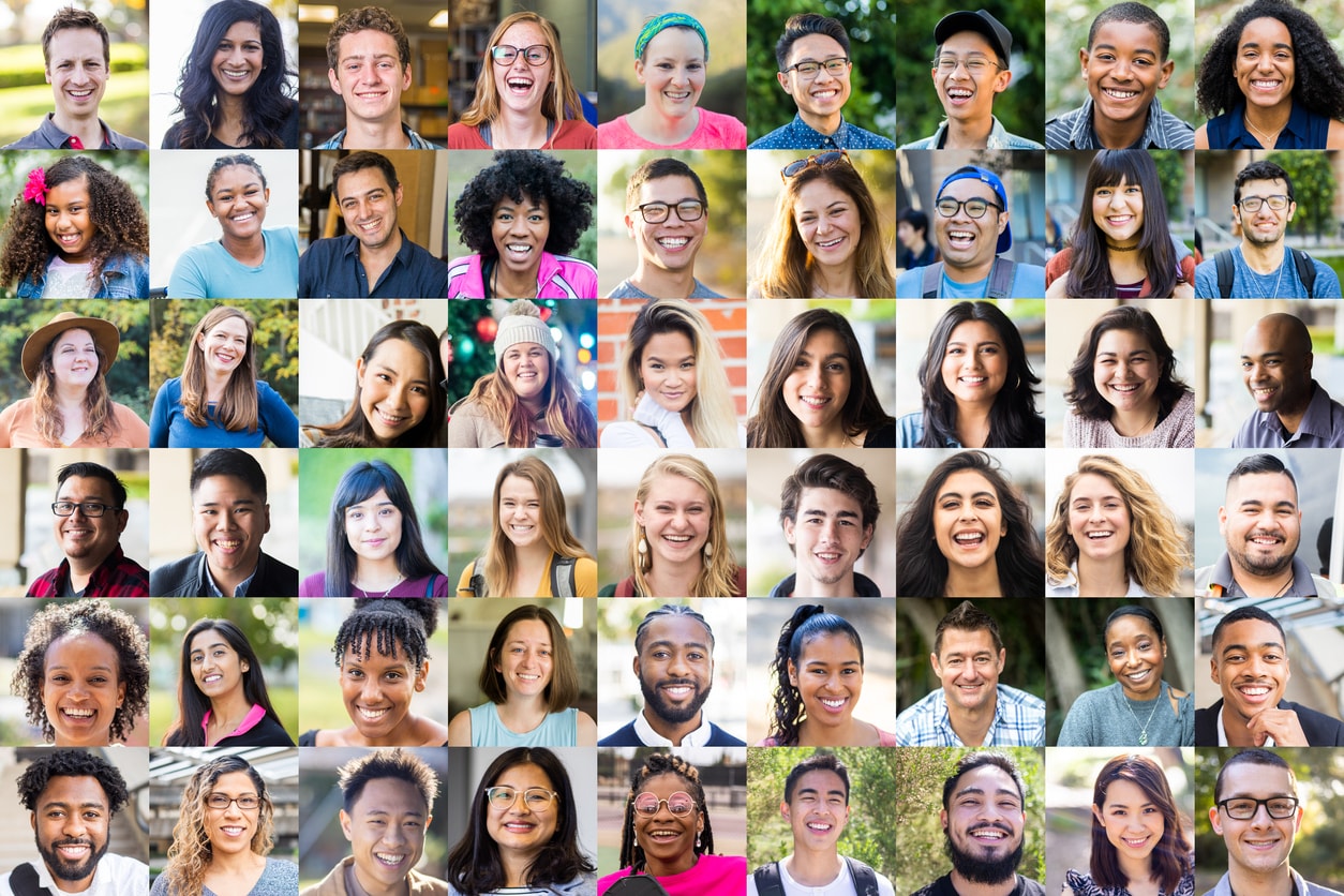 health equity a collection of tiled photographs of people representing different ages and races and ethnicities