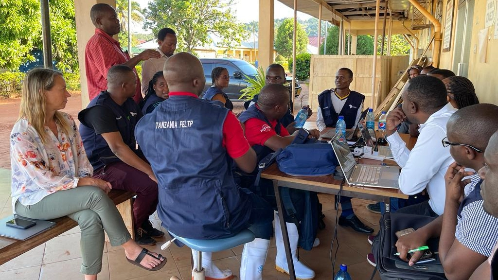 Tanzania-GHS-1 FELTP participants having a meeting outdoors
