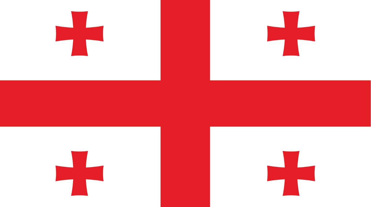 Flag Georgia White background with a large red cross that extends to the edges of the flag.
