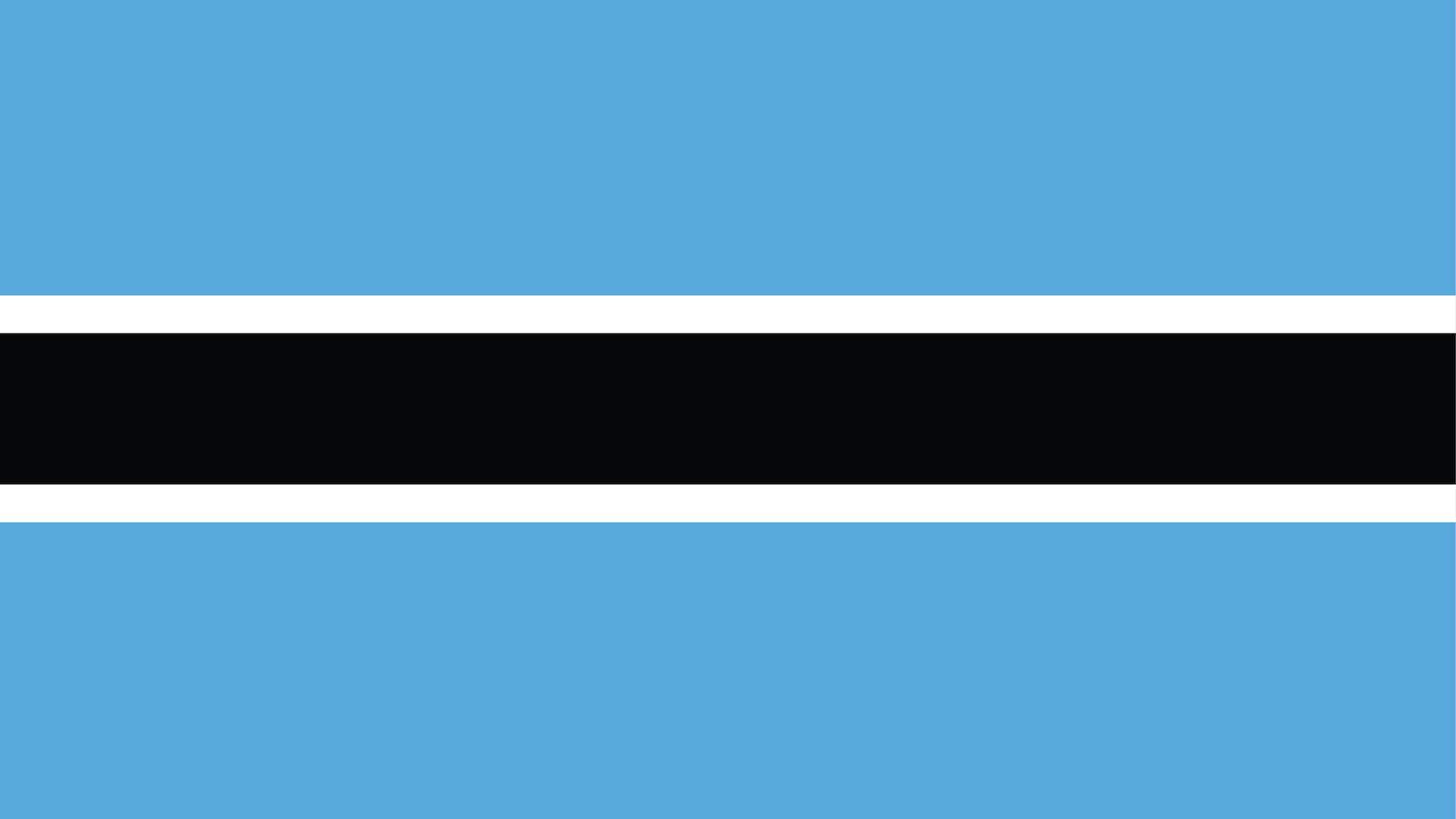 Flag_Botswana Image of the Botswana flag, blue strip at the top and bottom, black strip in the middle with white top and bottom border
