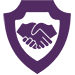 collaborate Illustration of handshake inside shield to represent 'collaborate'