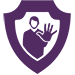 prevent illustration of person holding hand up in stop position to represent 'prevent' within shield