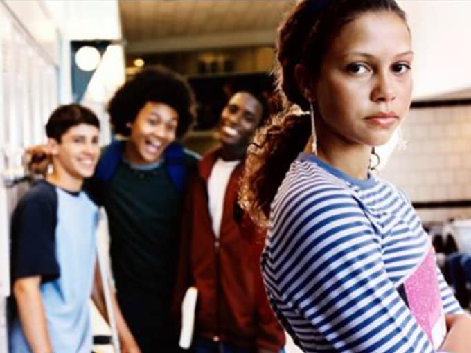 crowd of teenagers at school