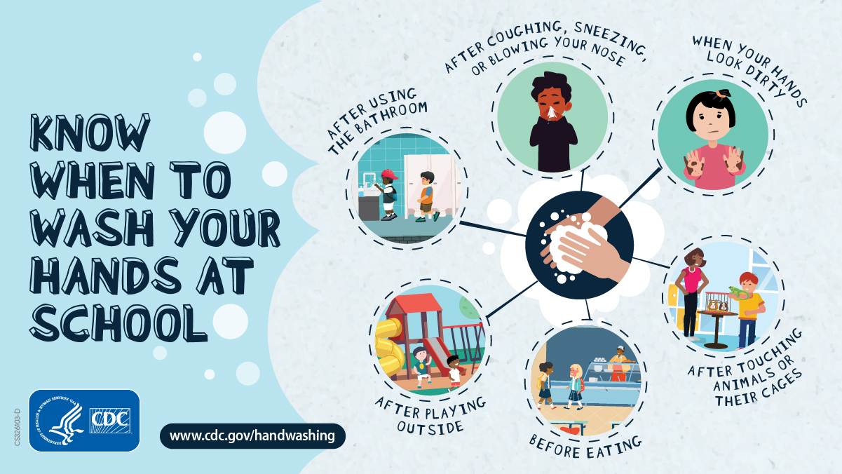 Know when to wash your hands at school.