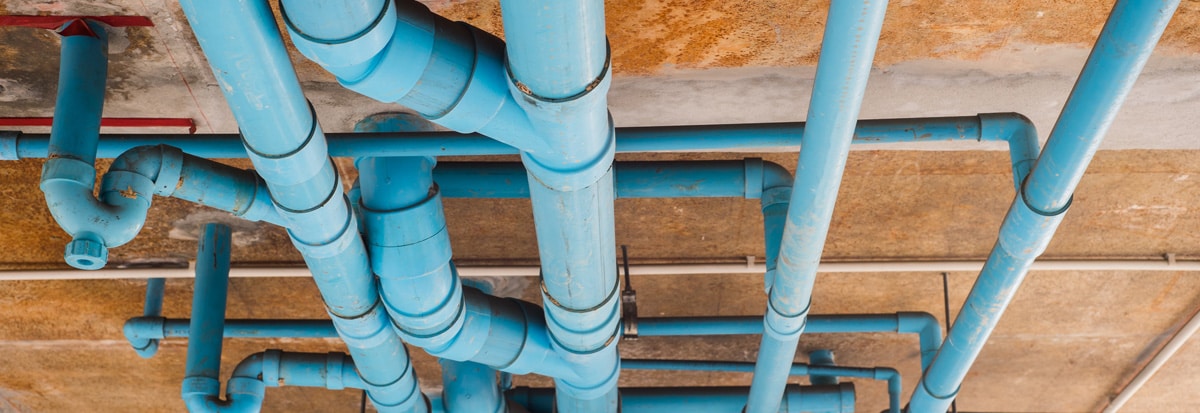 Blue pipes underground