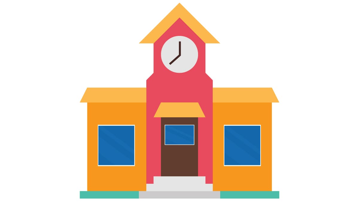 Drawing of a school house.